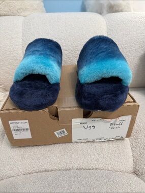 UGG Blue Ombre Fluff Slide Sandals